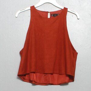 Iris faux suede burn orange crop tank blouse